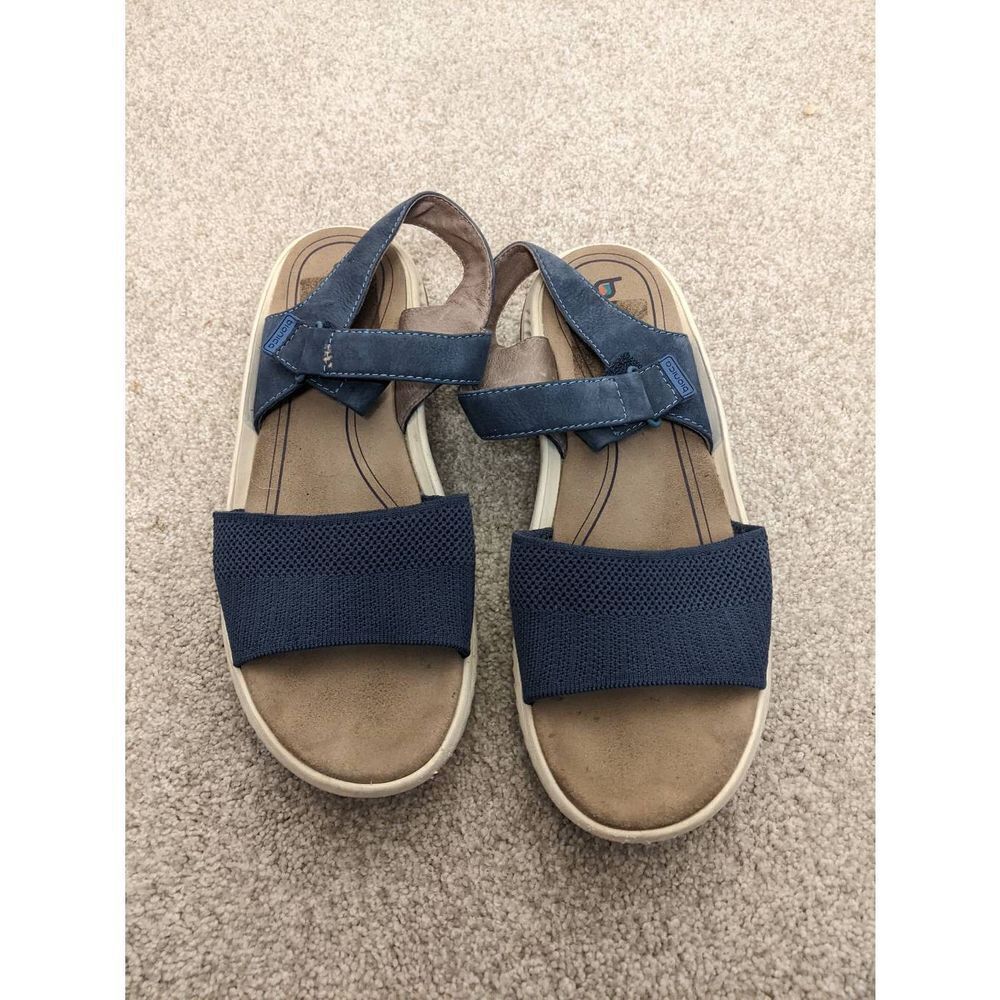 Bionica Women's Strappy Slip Resistant Leather Sandals Blue Size 11M
